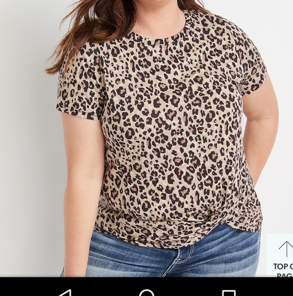 Maurices 24/7 Plus Size  Leopard Front Knot Short Sleeve Top Sz 3X - Picture 1 of 9